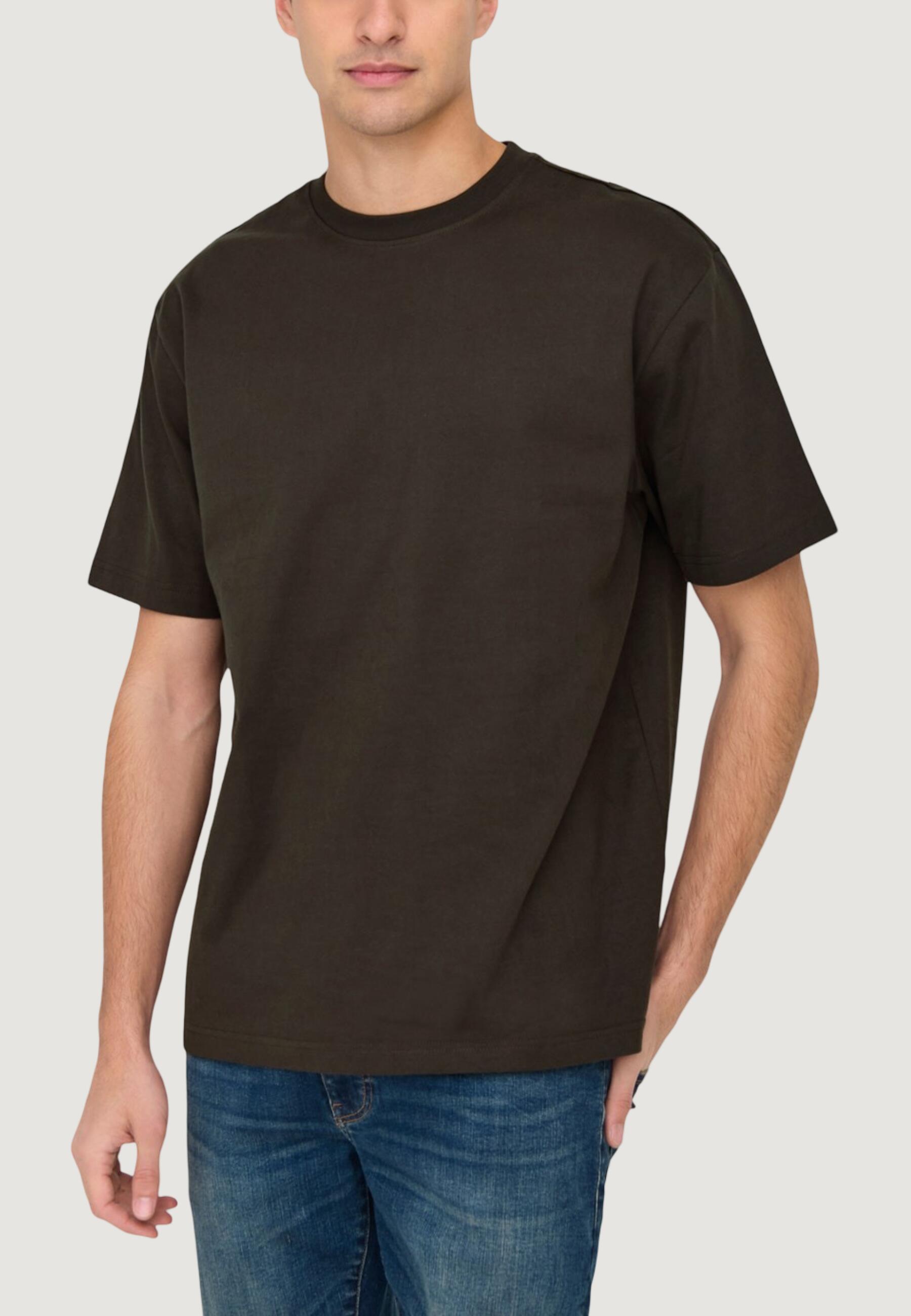 t-shirt crop top Onsfred Life Rlx Ss Tee Noos HOMME marron 3/4