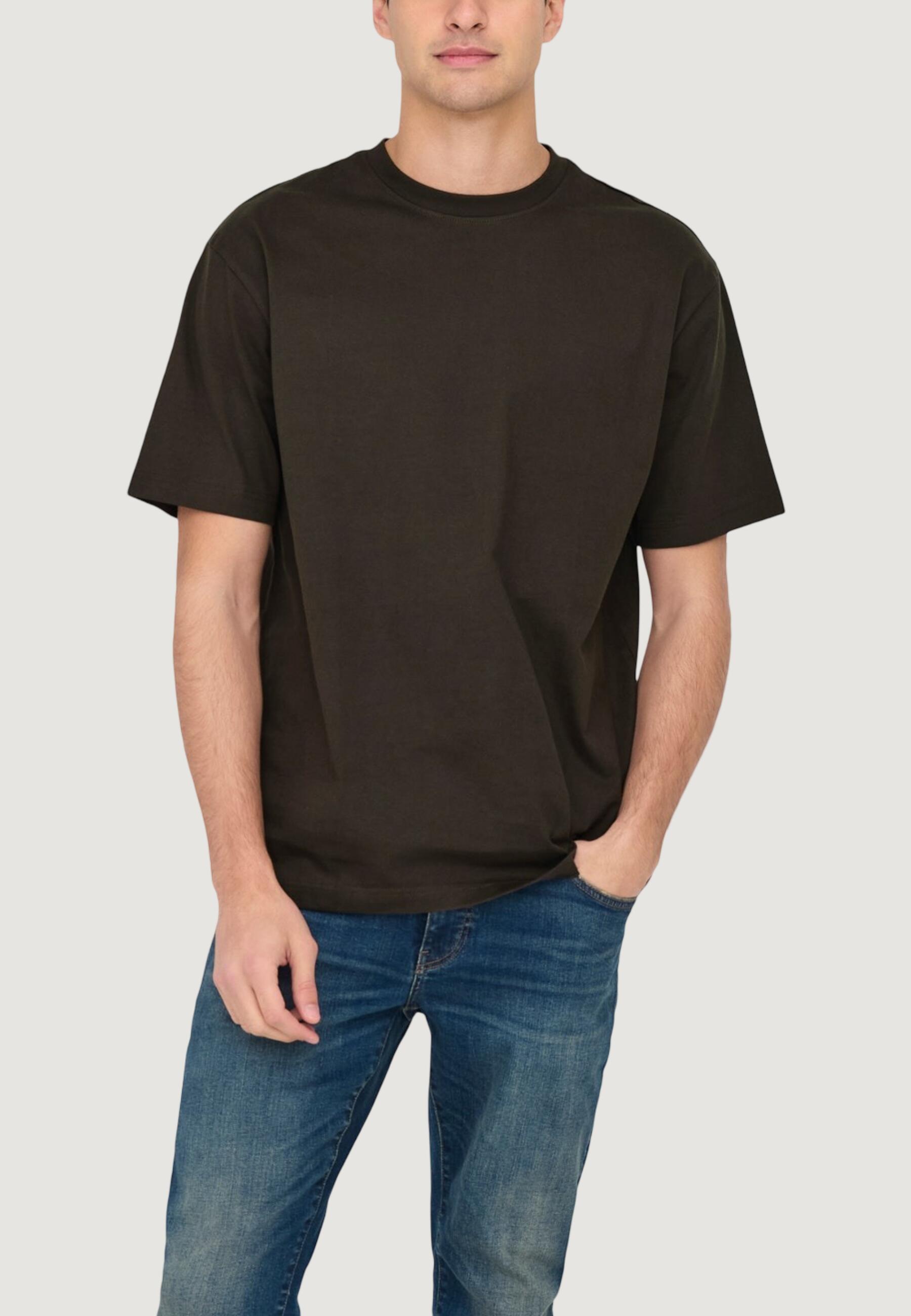t-shirt crop top Onsfred Life Rlx Ss Tee Noos HOMME marron 1/4