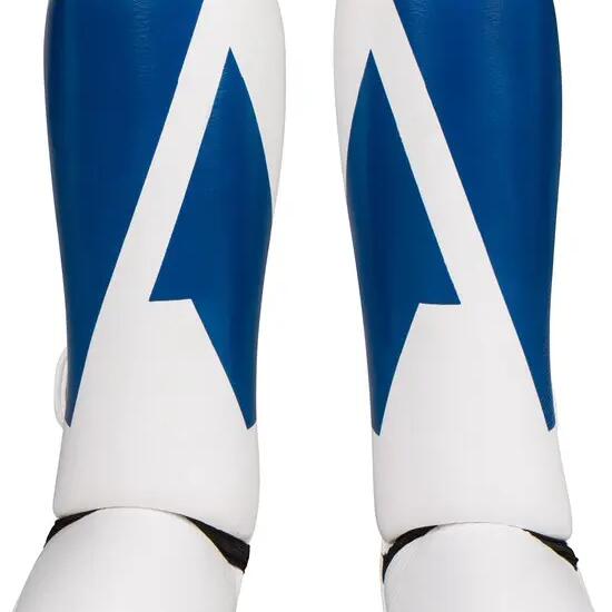 Ali's Fightgear "Legacy" Shin Guards - size L - Genuine leather - Blue/White