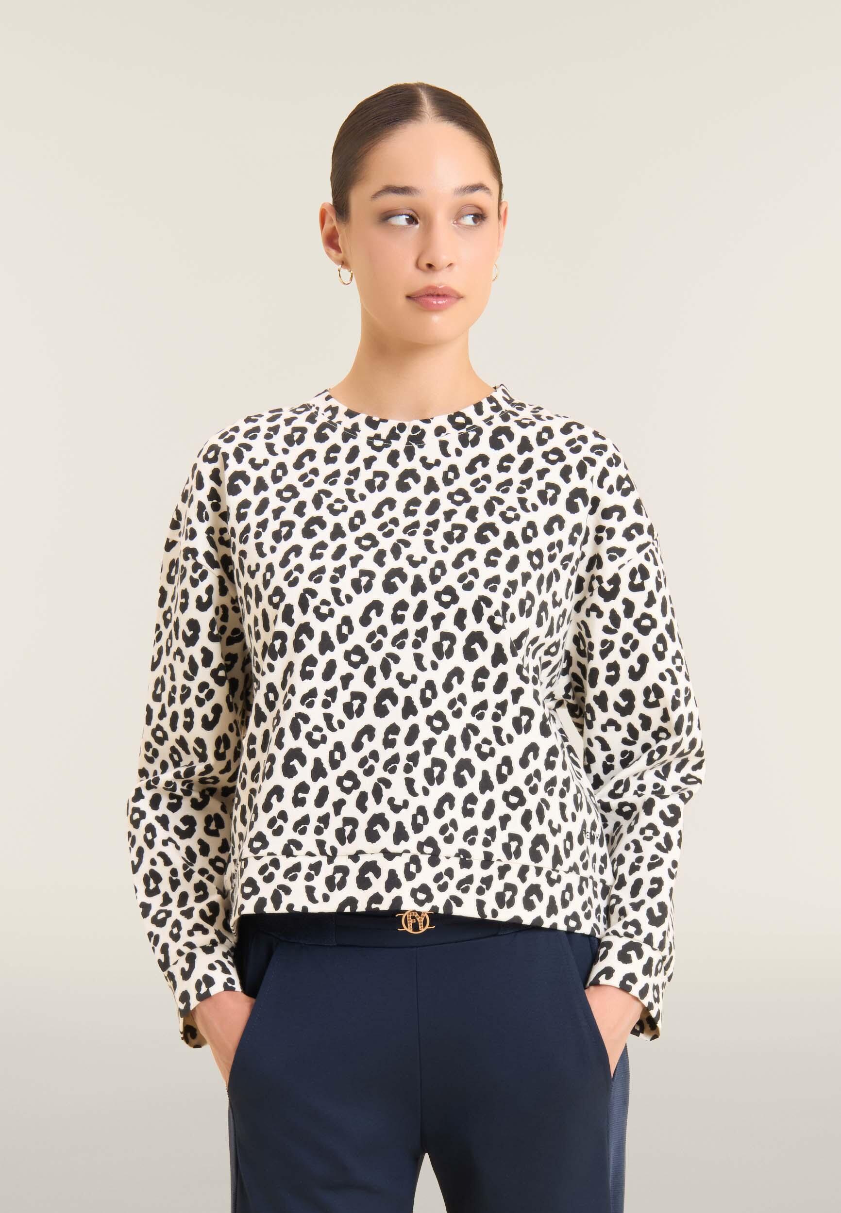 Sweat-shirt pour femmes à col rond imprimé léopard 2/4
