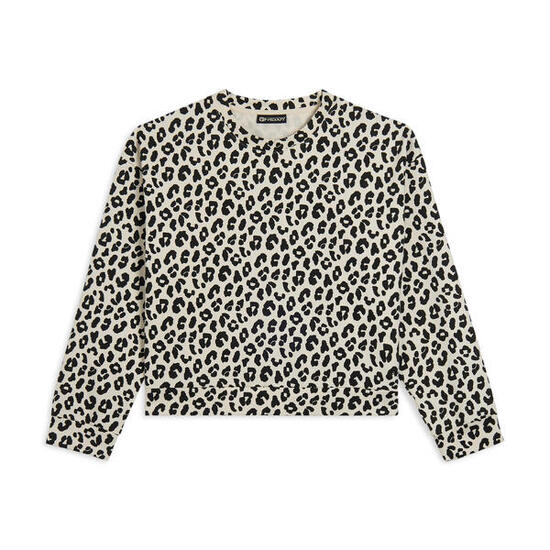 Felpa donna leopardata girocollo