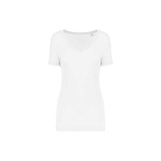 T-Shirt mit V-Ausschnitt und Ärmeln, Damen Kariban Lyocell Tencel™