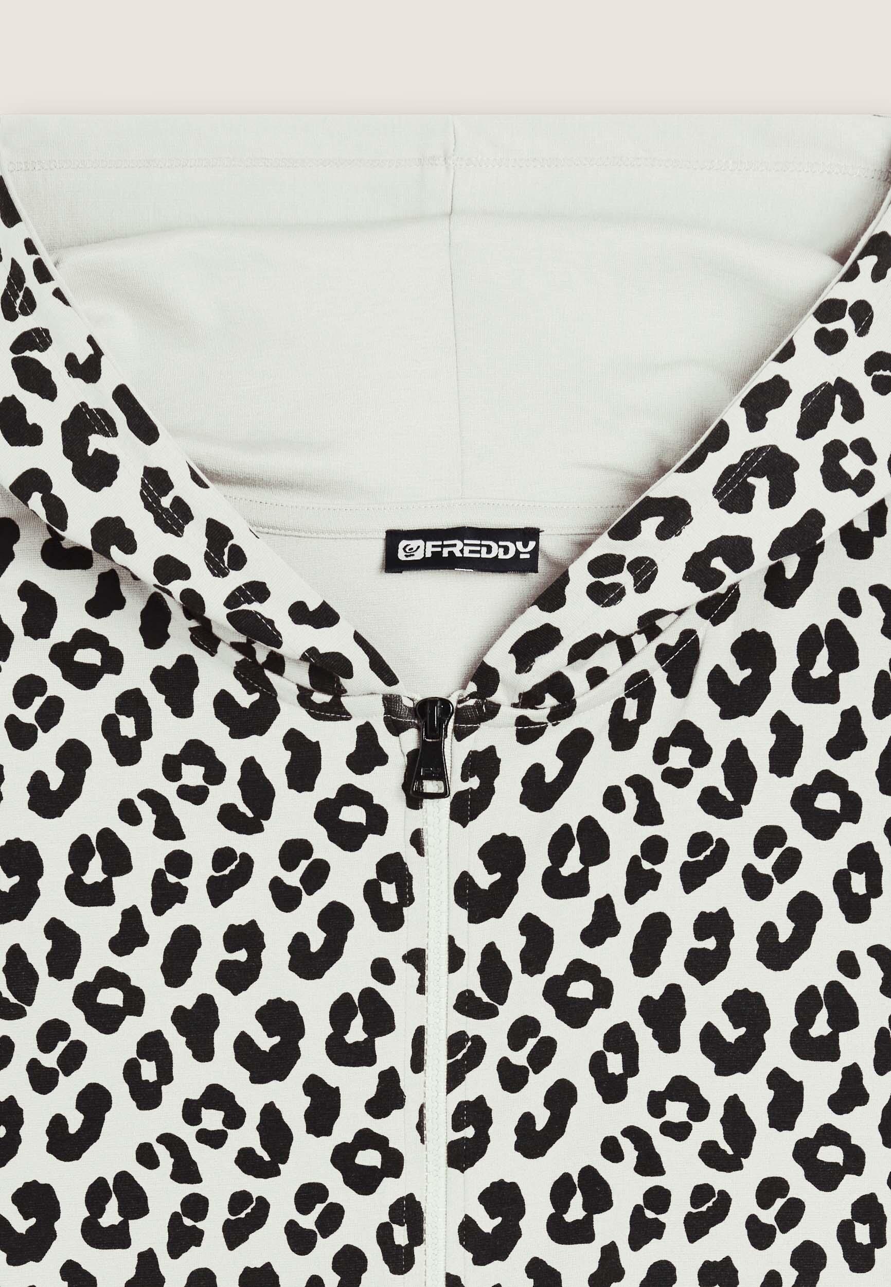 Felpa donna leopardata con zip e cappuccio 3/3