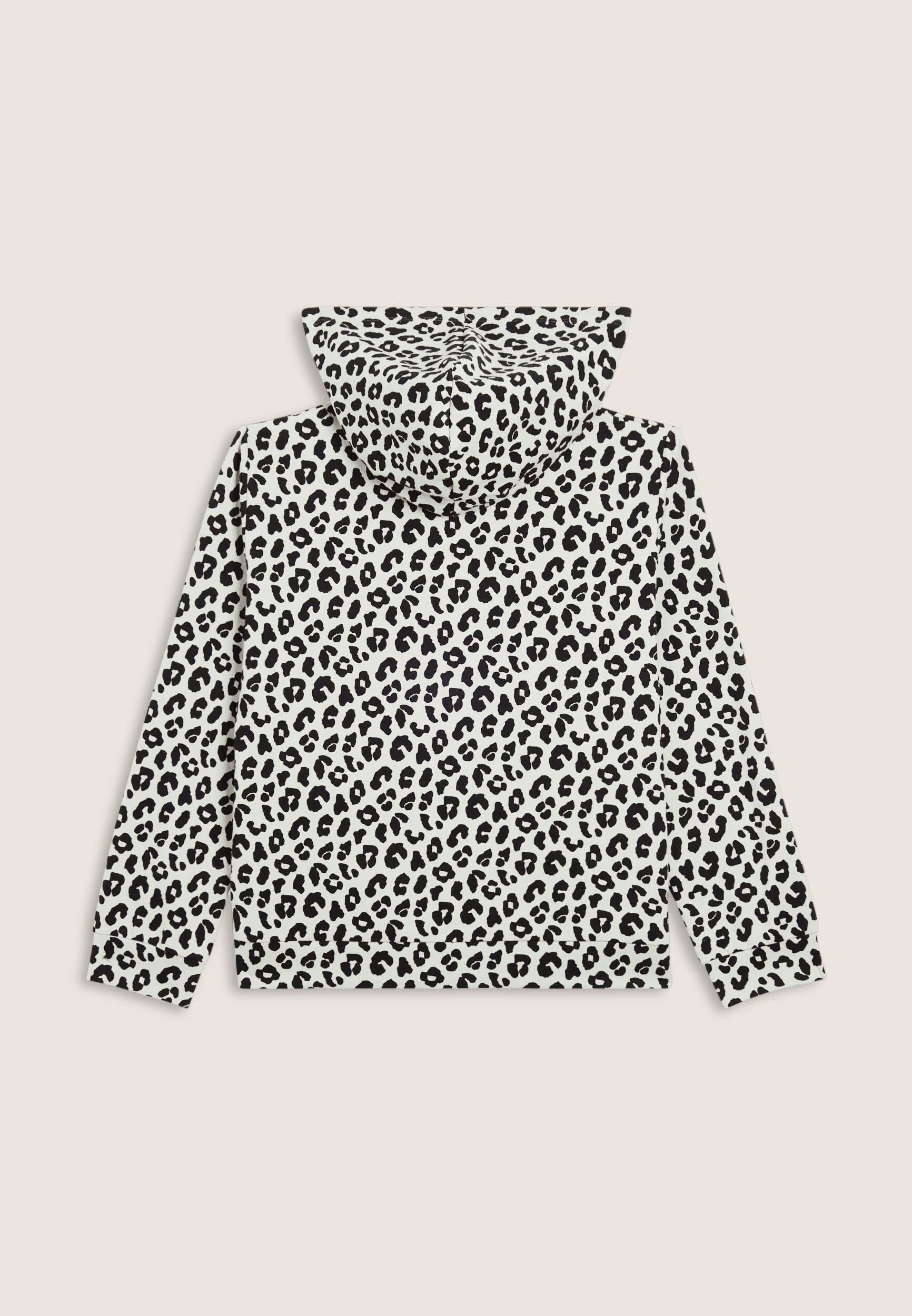 Felpa donna leopardata con zip e cappuccio 2/3