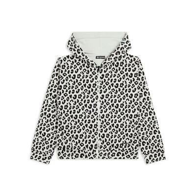 Felpa donna leopardata con zip e cappuccio