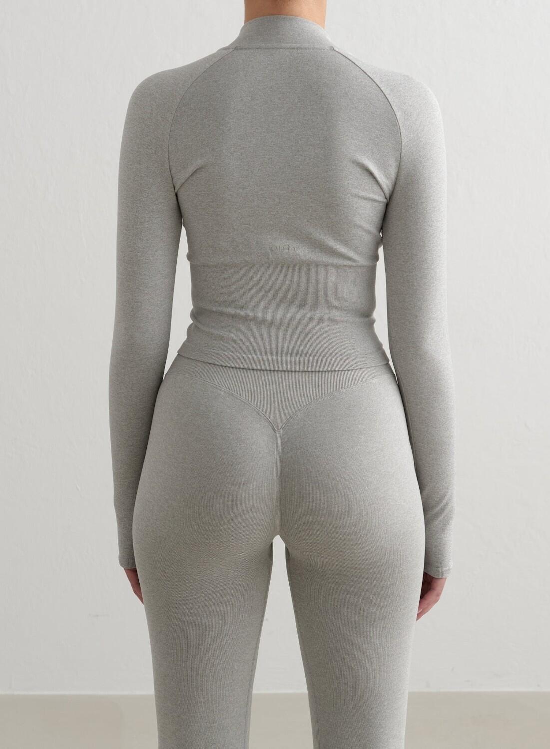 Femme Veste Zippée Sans Couture Respirante Gris Mélangé 2/6