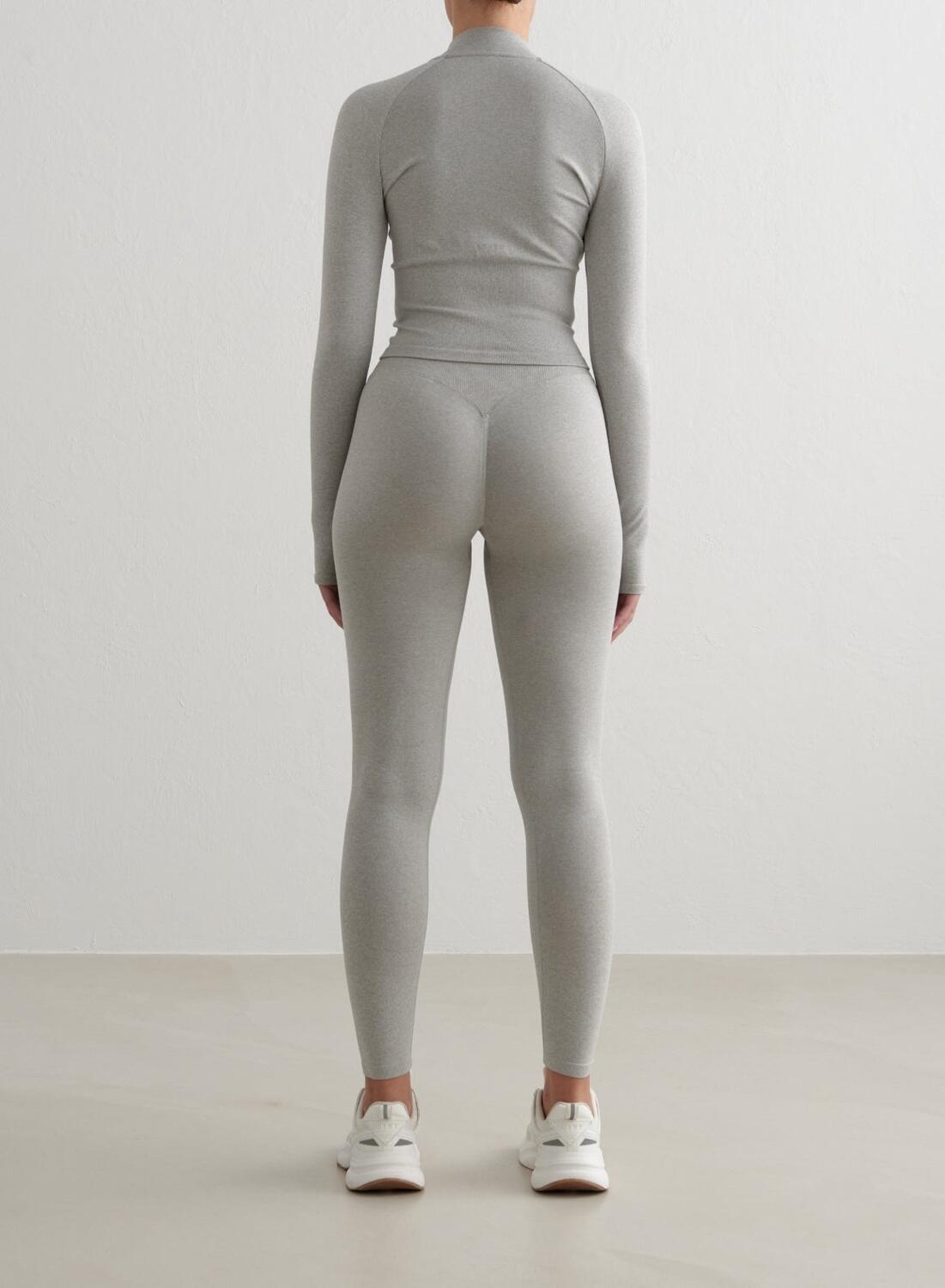 Femme Veste Zippée Sans Couture Respirante Gris Mélangé 4/6