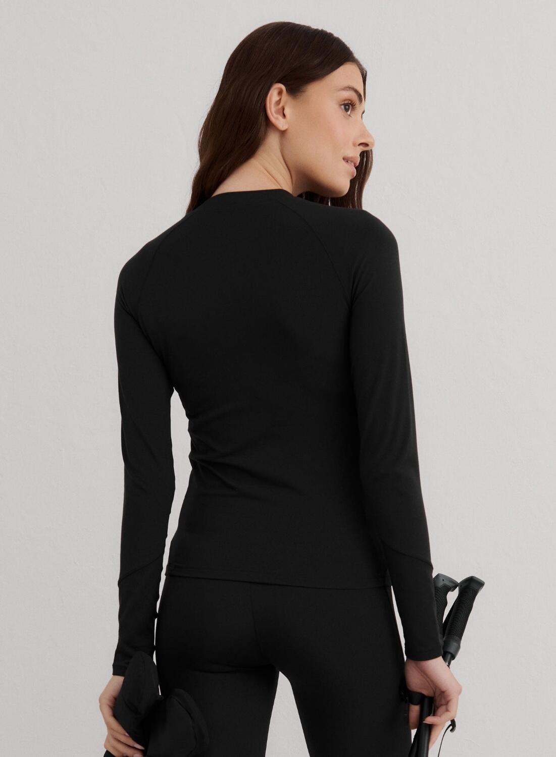 Donna Strato Base Manica Lunga Traspirante Elasticizzata Nero 3/6