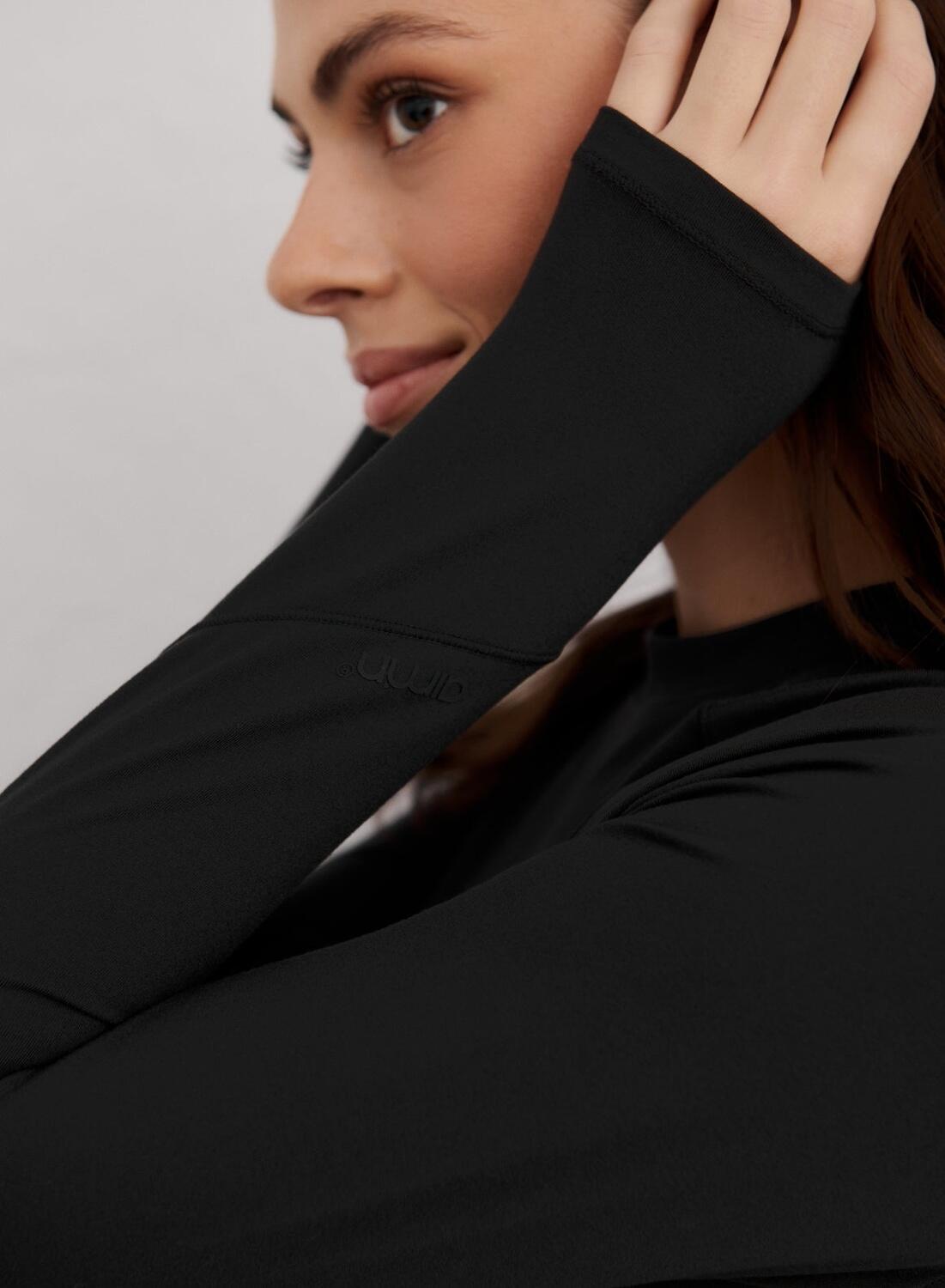 Donna Strato Base Manica Lunga Traspirante Elasticizzata Nero 2/6