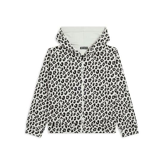 Felpa donna leopardata con zip e cappuccio