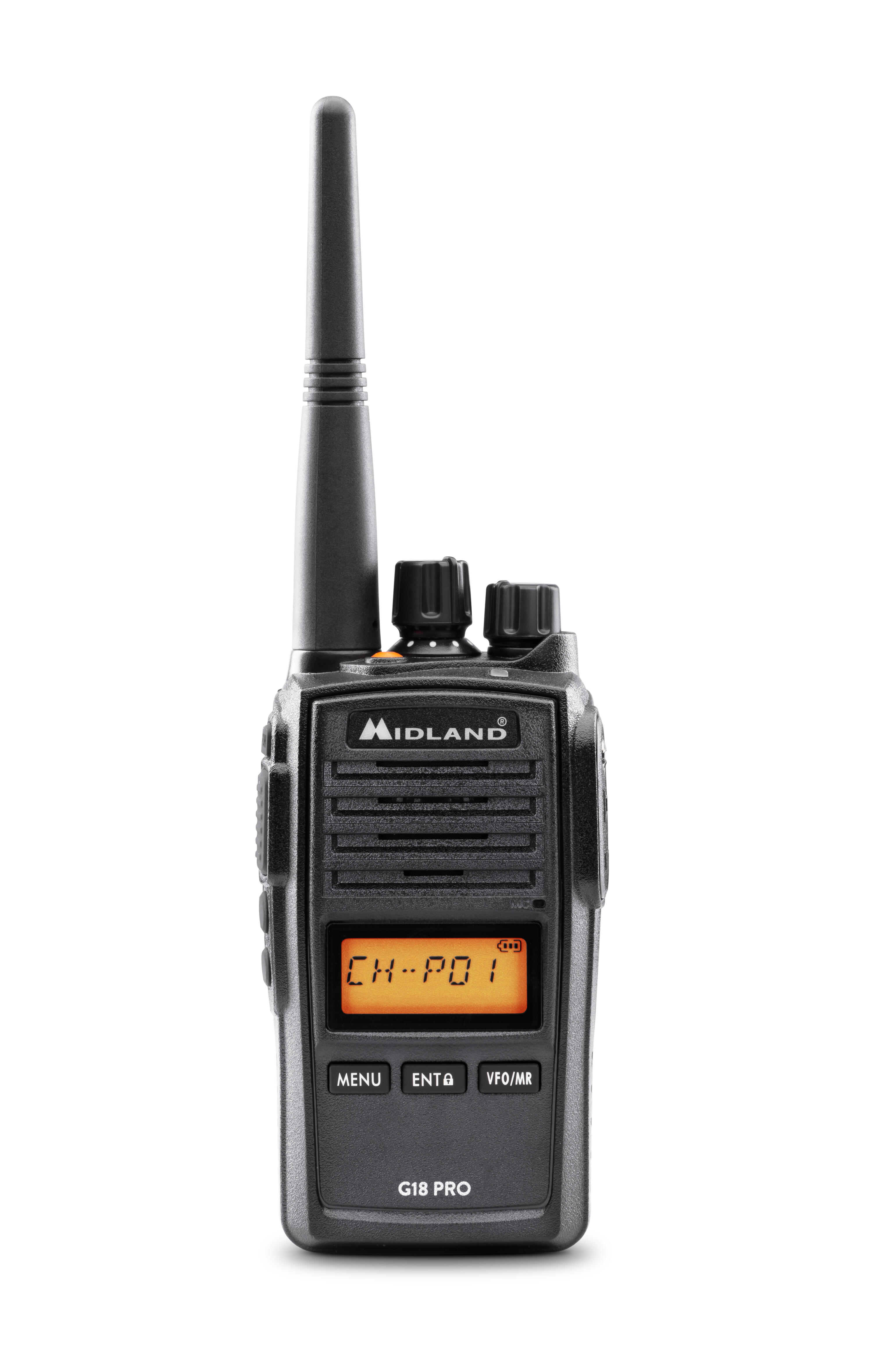 Midland G18 PRO PMR446 Ricetrasmettitore Professionale, IP67, MIL-STD-810G 5/7