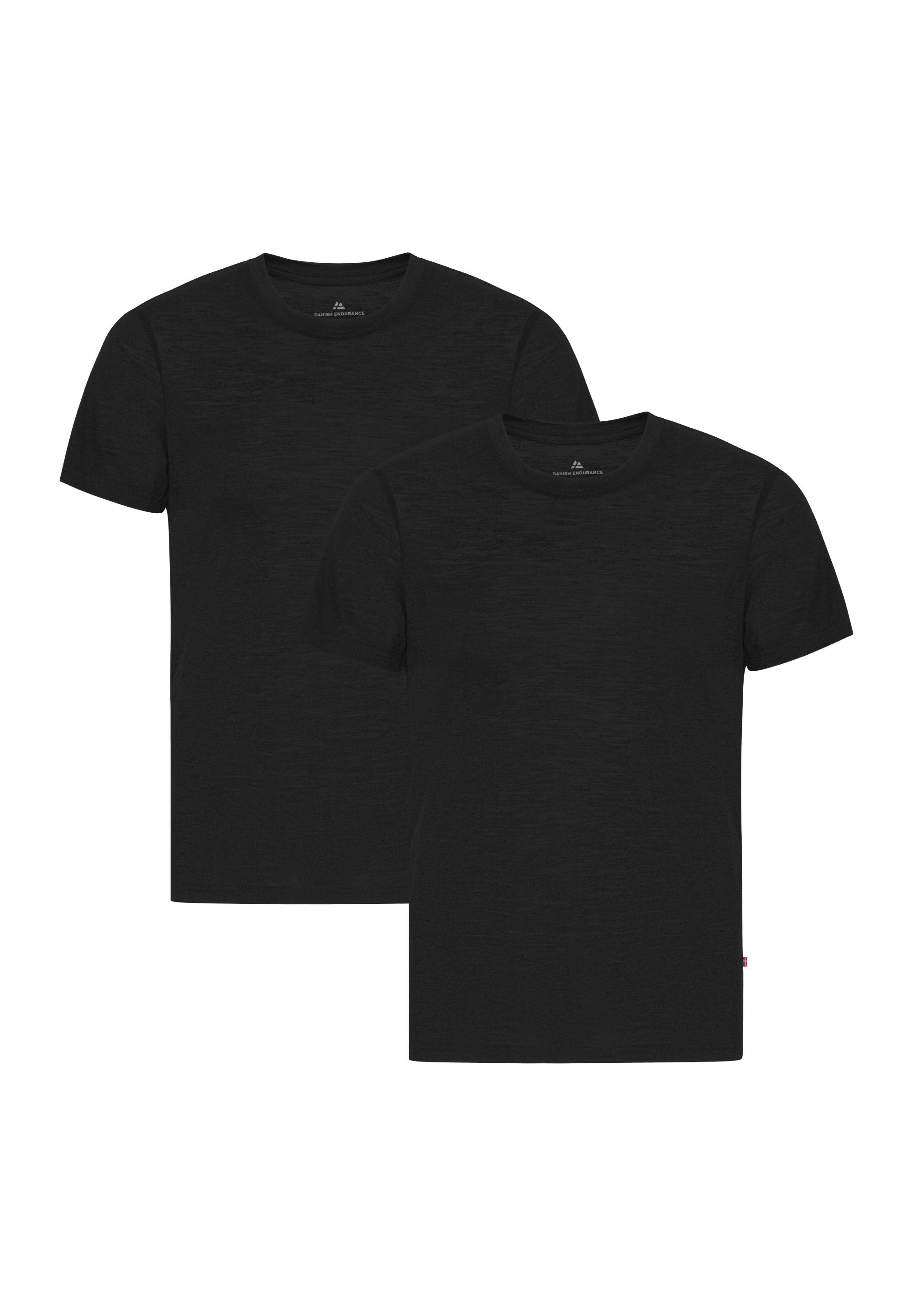 DANISH ENDURANCE Herren 100 % Merino Woll T-Shirt Leicht Atmungsaktiv 2er Pack