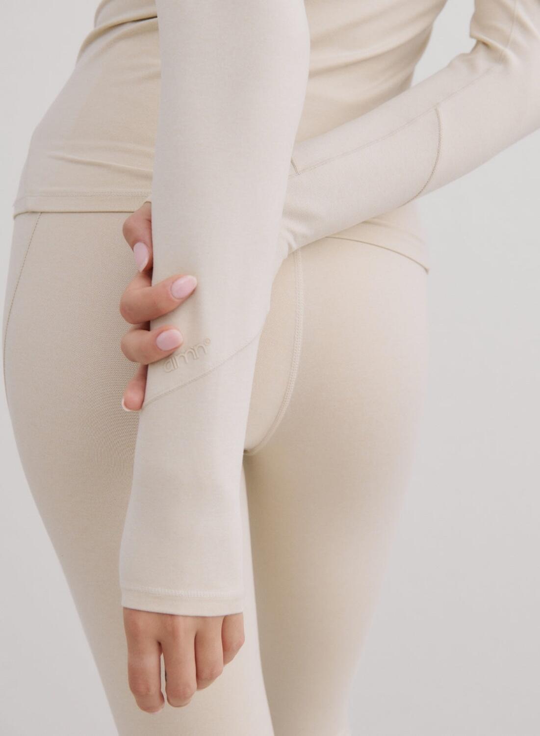 Donna Strato Base Manica Lunga Traspirante Elasticizzata Crema 5/5