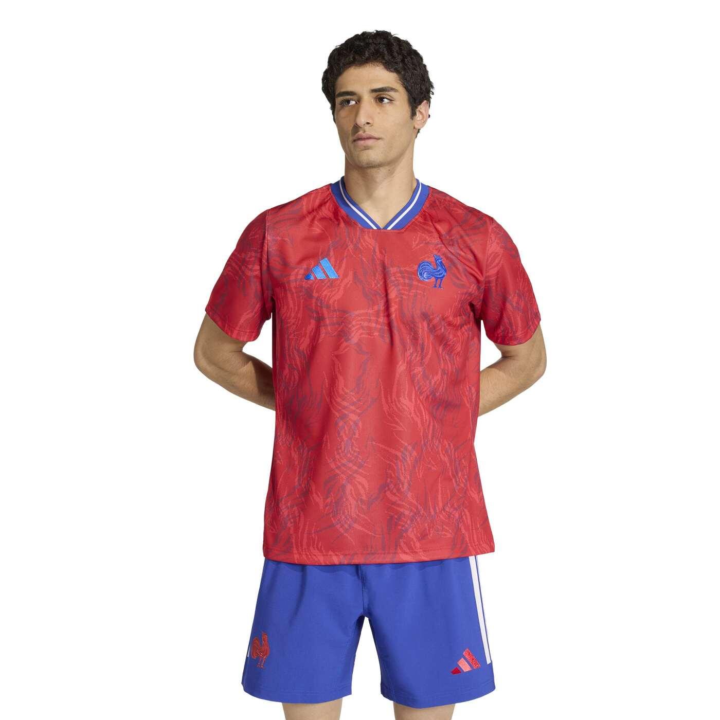 Adidas - Maillot D'Échauffement France Rugby Pré-match Ffr Rouge 2025/26 - Maillot Manches Courtes - Rouge - Decathlon