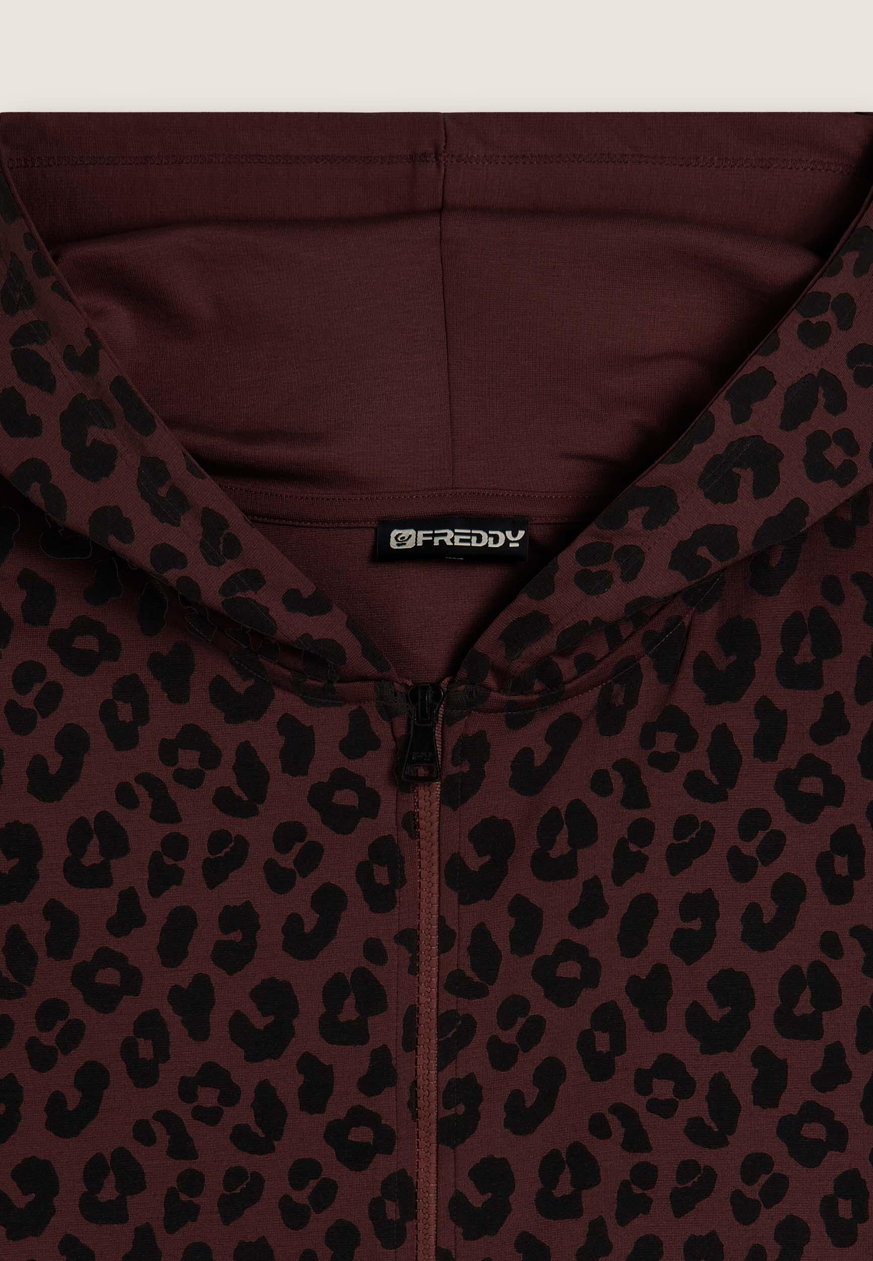 Felpa donna leopardata con zip e cappuccio 3/3
