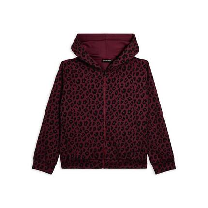Sweat-shirt pour femmes imprimé léopard avec fermeture zippée et capuche