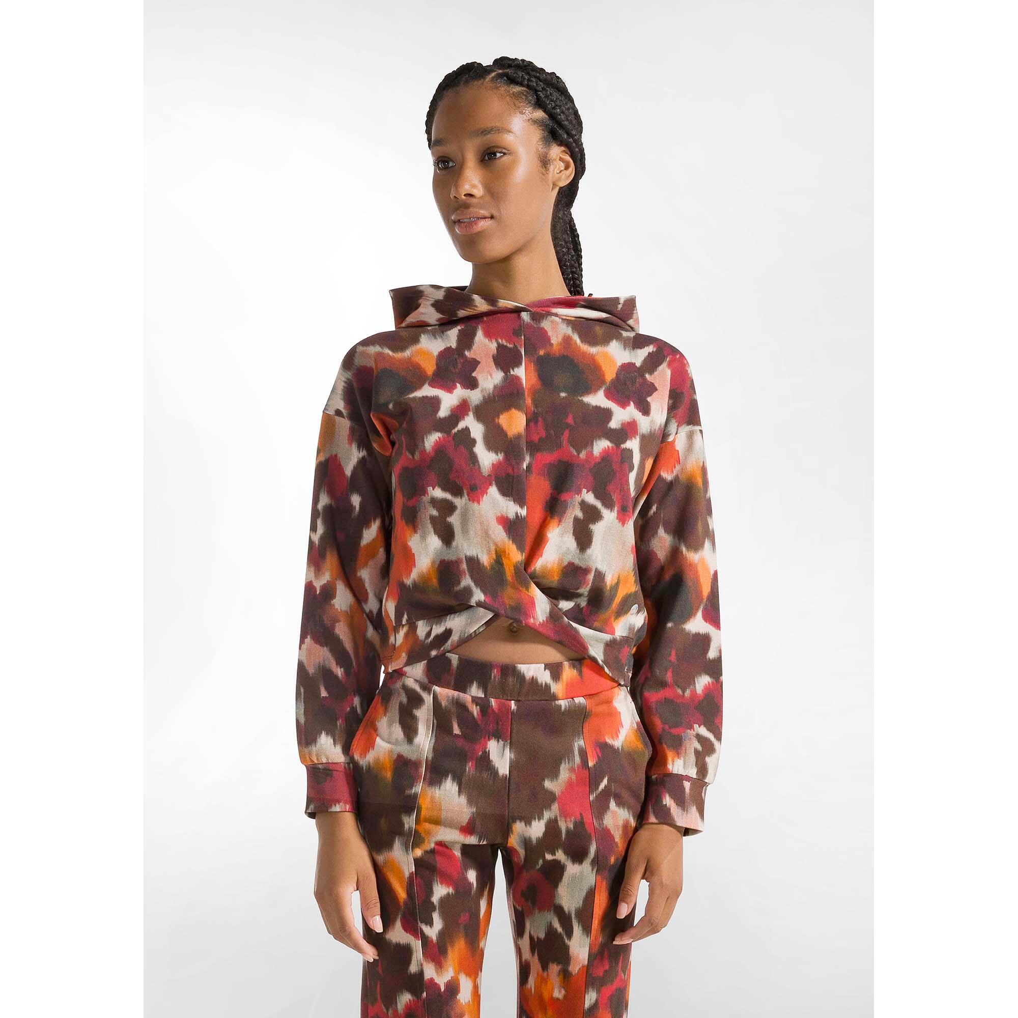 Felpa Deha Allover Knotted Cotton-Modal Hoodie Vrouwen 2/5
