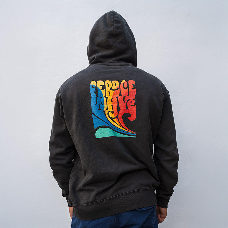 Hoodie coton bio Feroce Wave - Noir 2/5