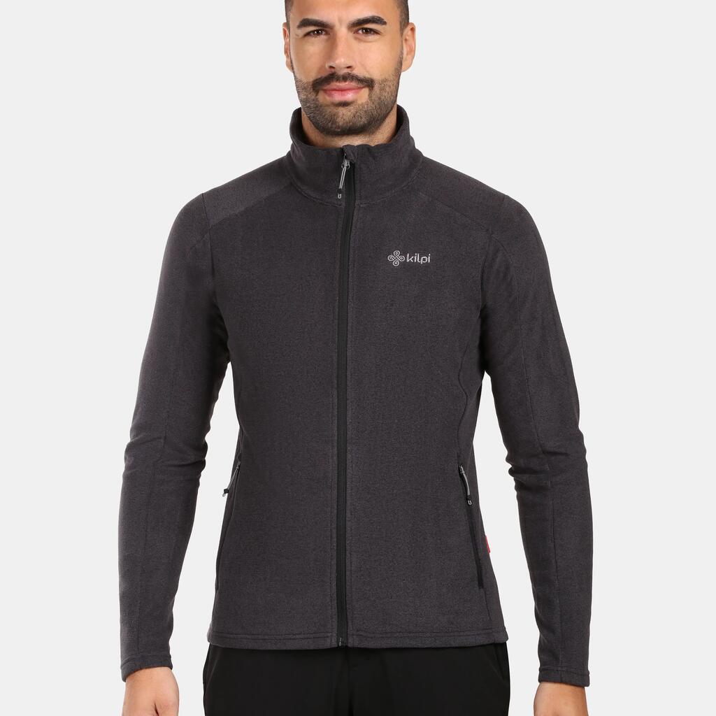 Kilpi Glamer-M Men's Full-Zip Fleece Sweatshirt, Opti-Heat, Black/Dark Grey