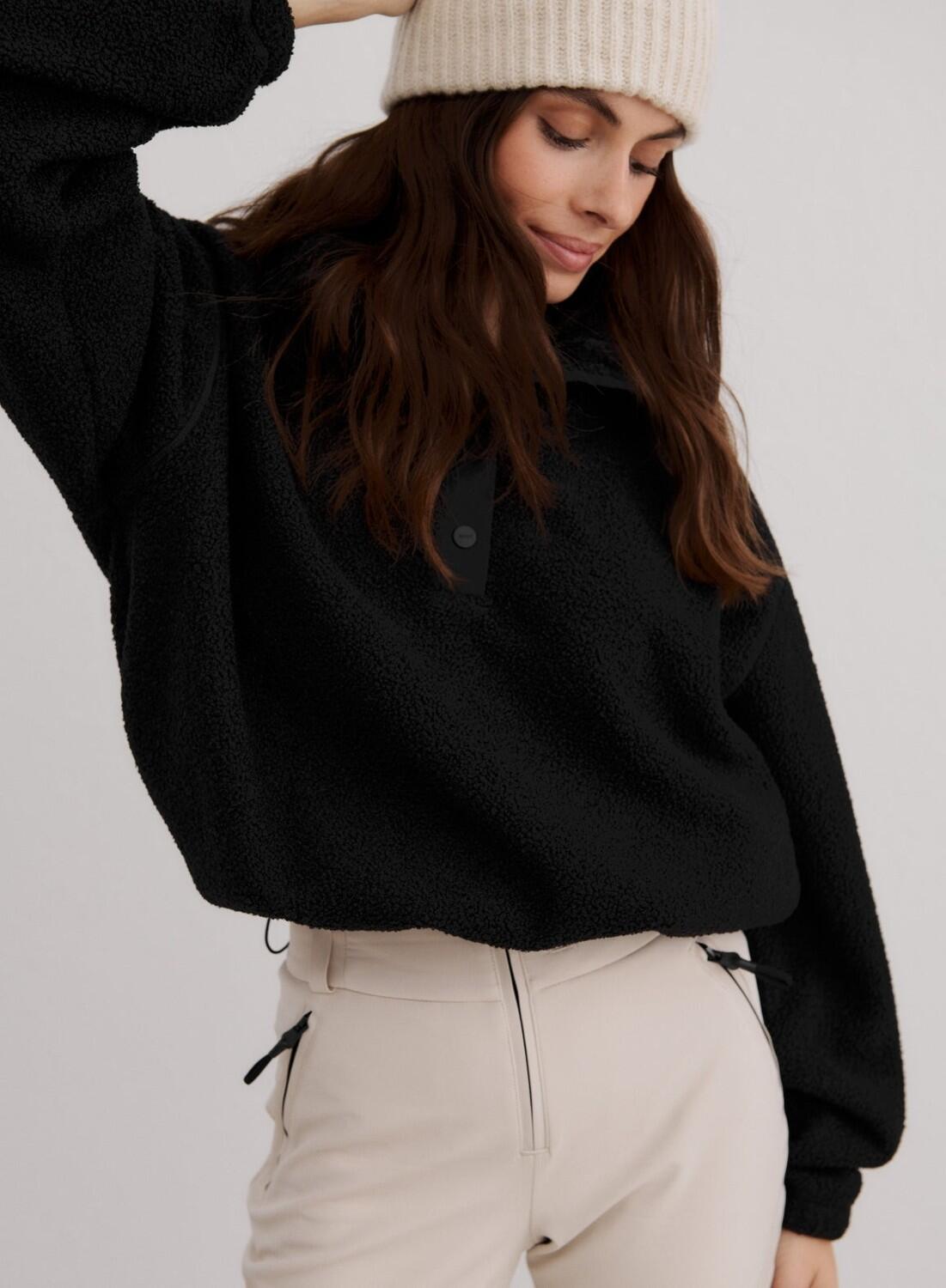 AIM'N Damen-Pullover aus Polar-Fleece mit Kunstpelz Schwarz