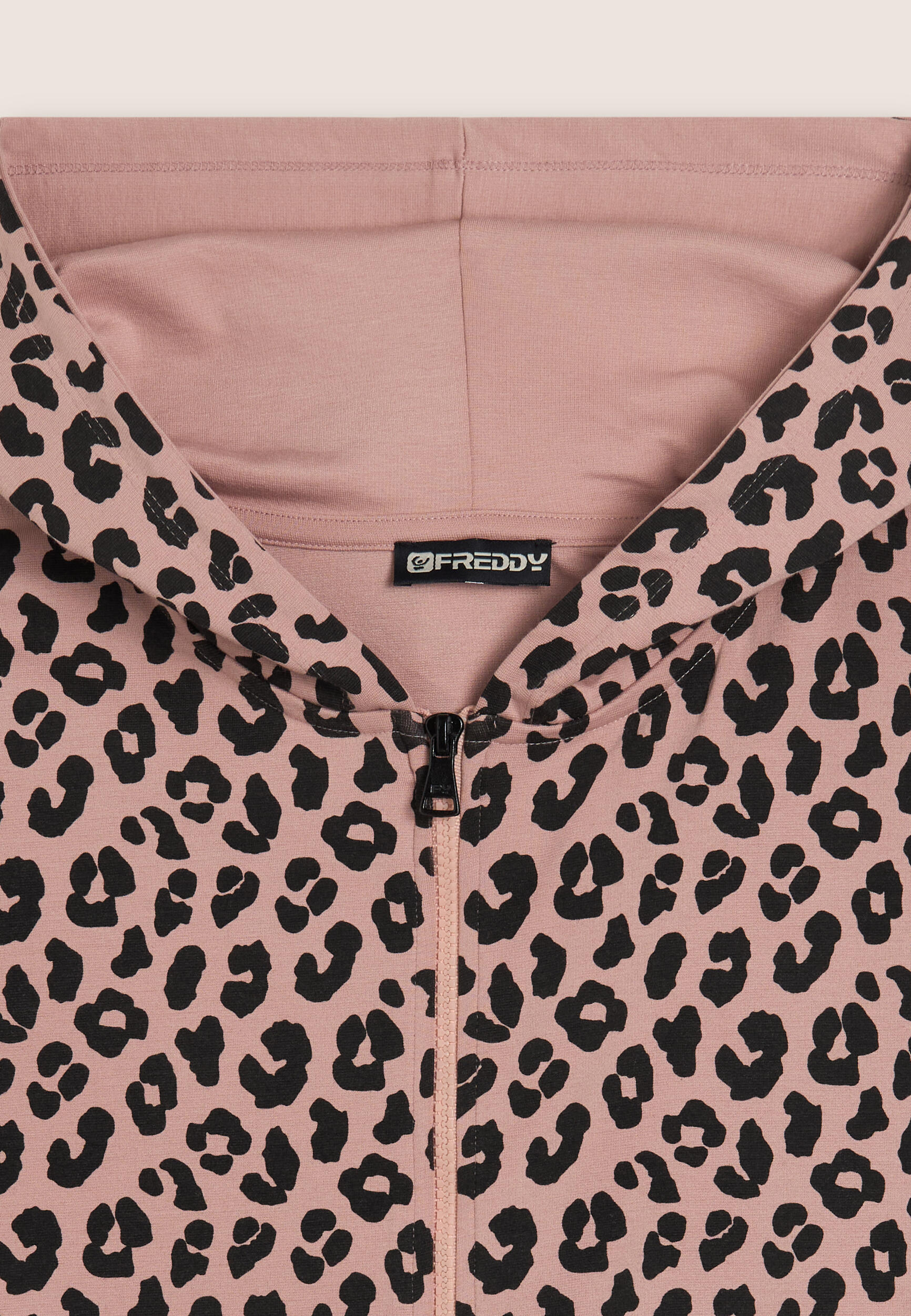 Felpa donna leopardata con zip e cappuccio 3/3