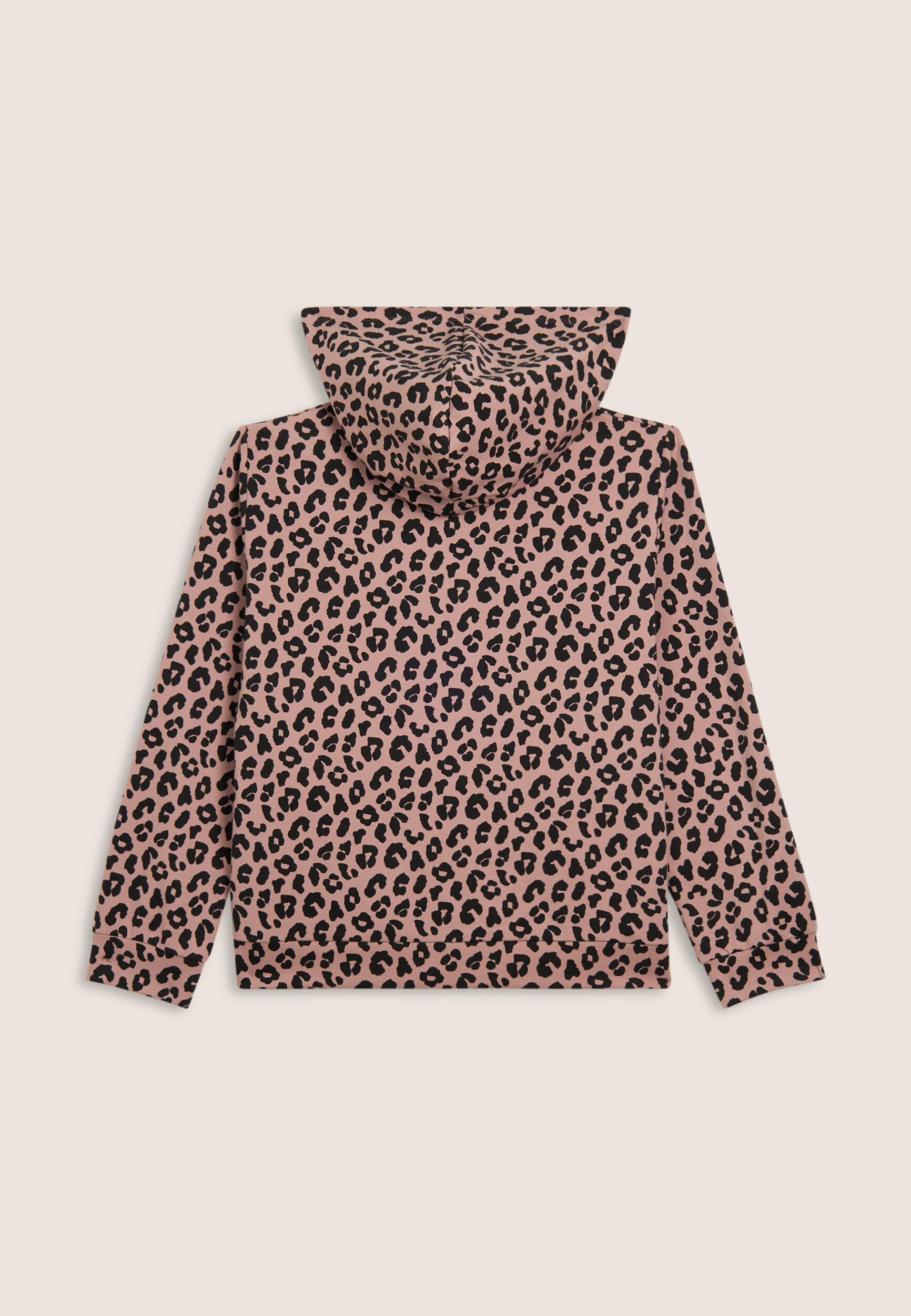 Felpa donna leopardata con zip e cappuccio 2/3