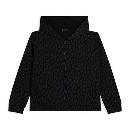 Sweat-shirt pour femmes imprimé léopard avec fermeture zippée et capuche