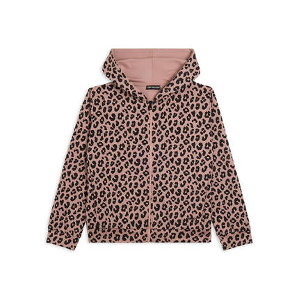 Sweat-shirt pour femmes imprimé léopard avec fermeture zippée et capuche