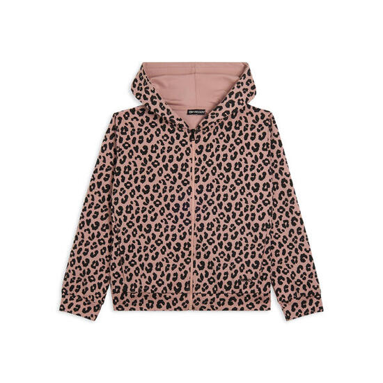 Felpa donna leopardata con zip e cappuccio