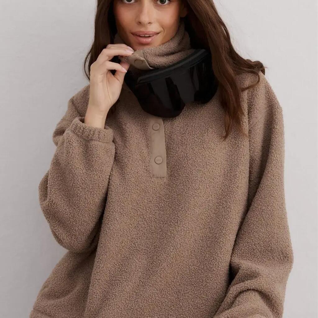 Women's Outdoor Breathable Faux-Fur Lined Polar Fleece Long Sleeve Espresso