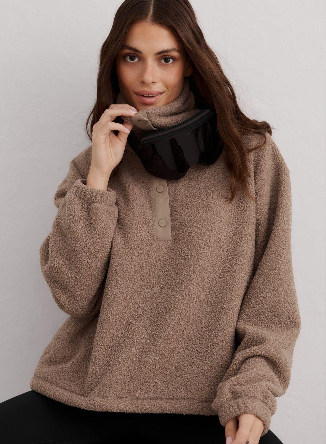Damska bluza oddychająca z futerkową podszewką Polar Fleece Long Sleeve brązowa