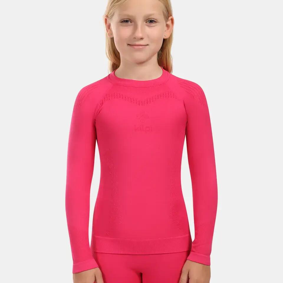 Kilpi Carol-JG Girls' Long-Sleeve Thermal Top, Opti-Dry Pink