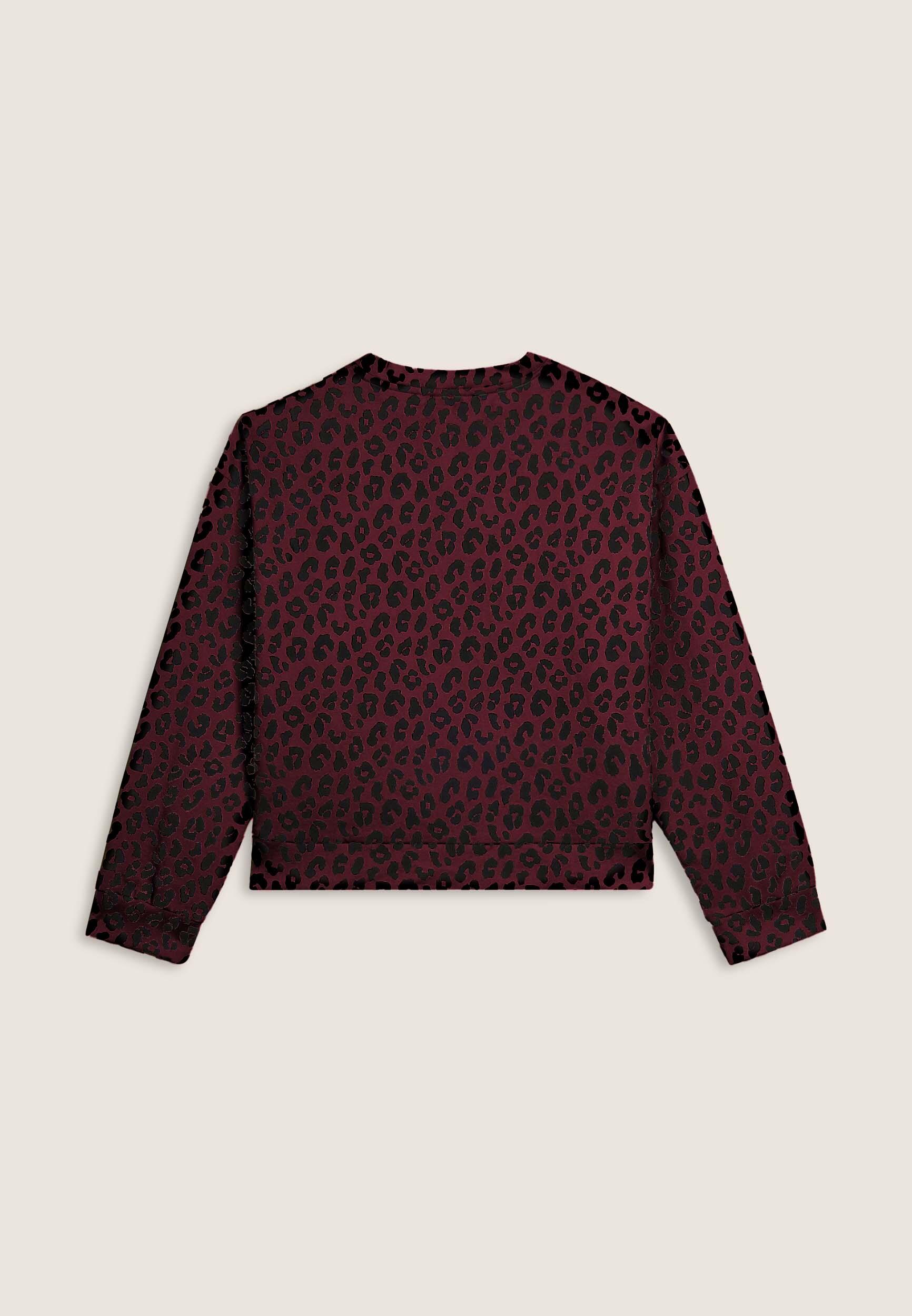 Sudadera de cuello redondo con estampado de leopardo para mujer 2/3