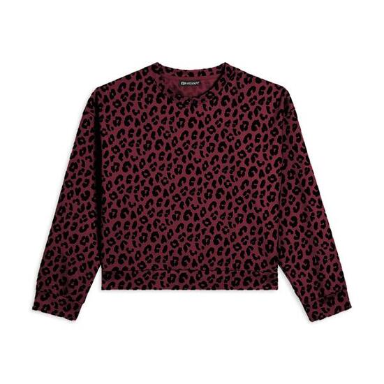 Felpa donna leopardata girocollo