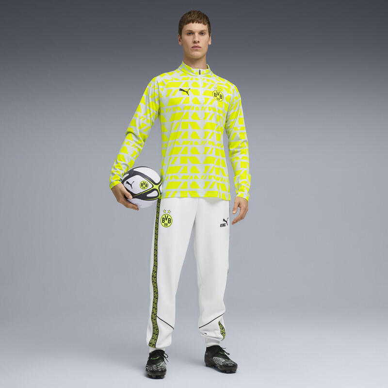 Tricou fotbal bărbați fermoar sfert Borussia Dortmund, galben PUMA