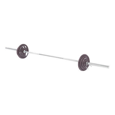 Langhantel-Set 60 kg oder 85 kg Gusseisen 85 kg Gewichtheben Unisex Silber