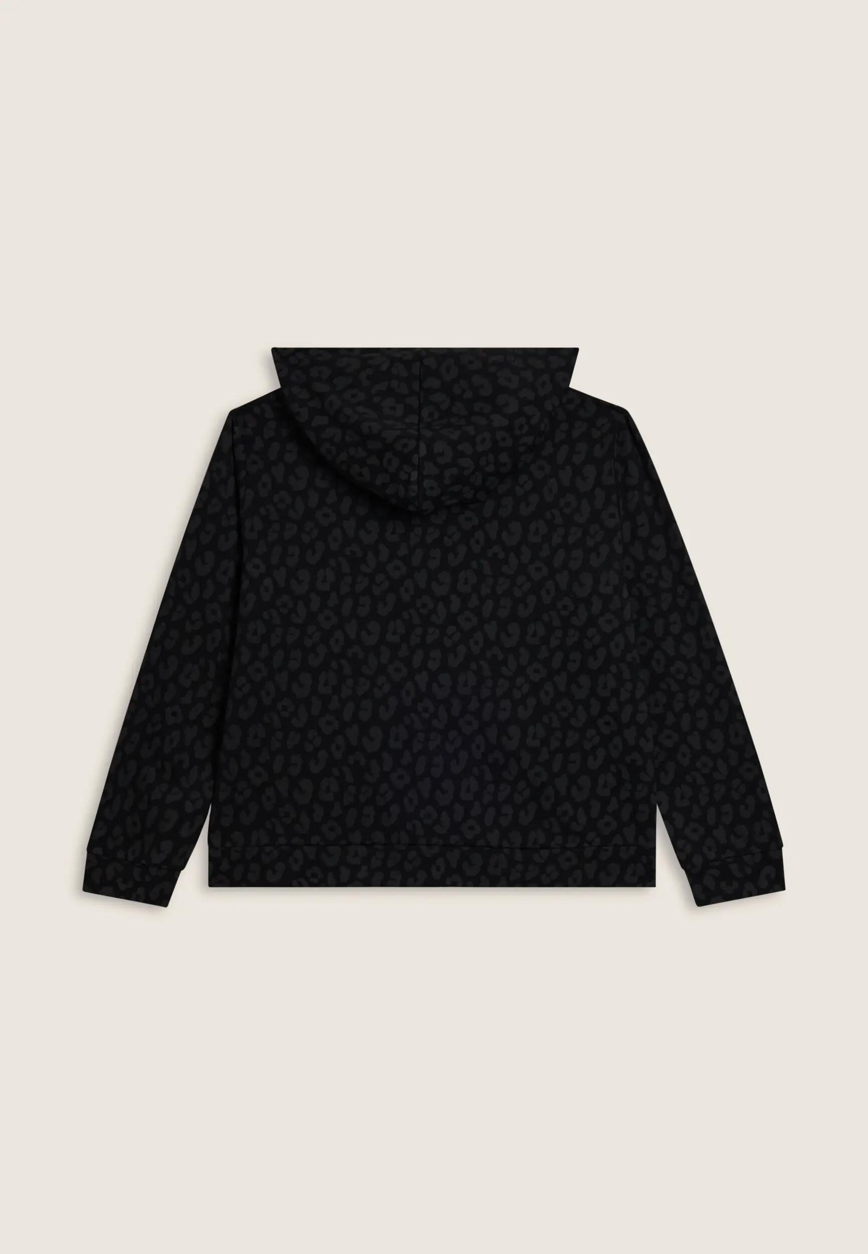 Felpa donna leopardata con zip e cappuccio 2/3