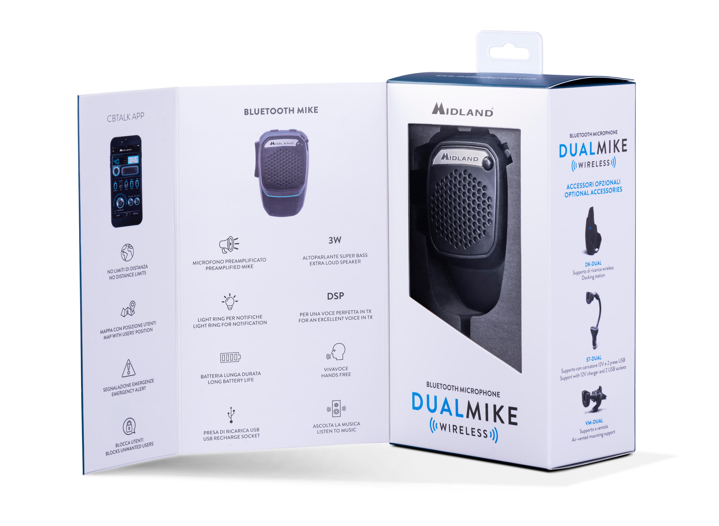 Midland Dual Mike Wireless - Microfono Bluetooth per CB e Vivavoce 6/6