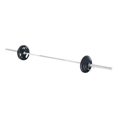 Langhantel-Set 60 kg oder 85 kg Gummiert 85 kg Gewichtheben Unisex Silber