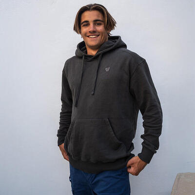 Felpa con cappuccio in cotone biologico Feroce Wave - Nero