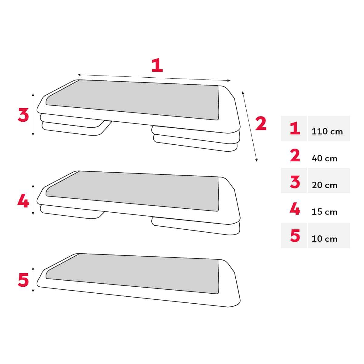 Step 110cm Kunststoff verstellbar 3 Höhen (10/15/20 cm) JustFit 5/5