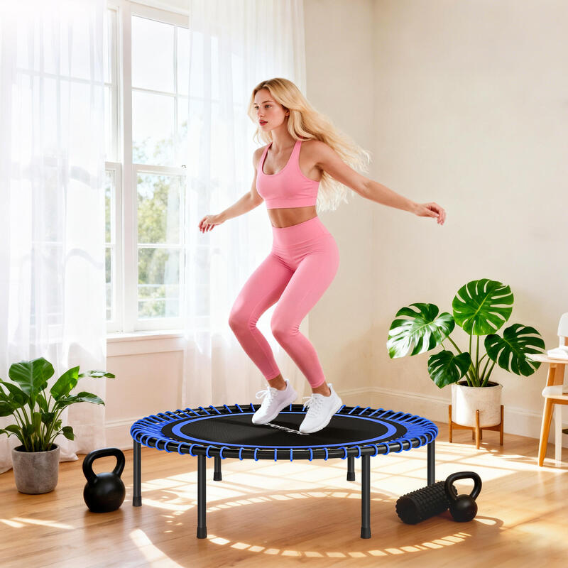 Trambulina fitness SPORTNOW cu 36 de corzi din oțel și PP Ø114x31 cm, albastră