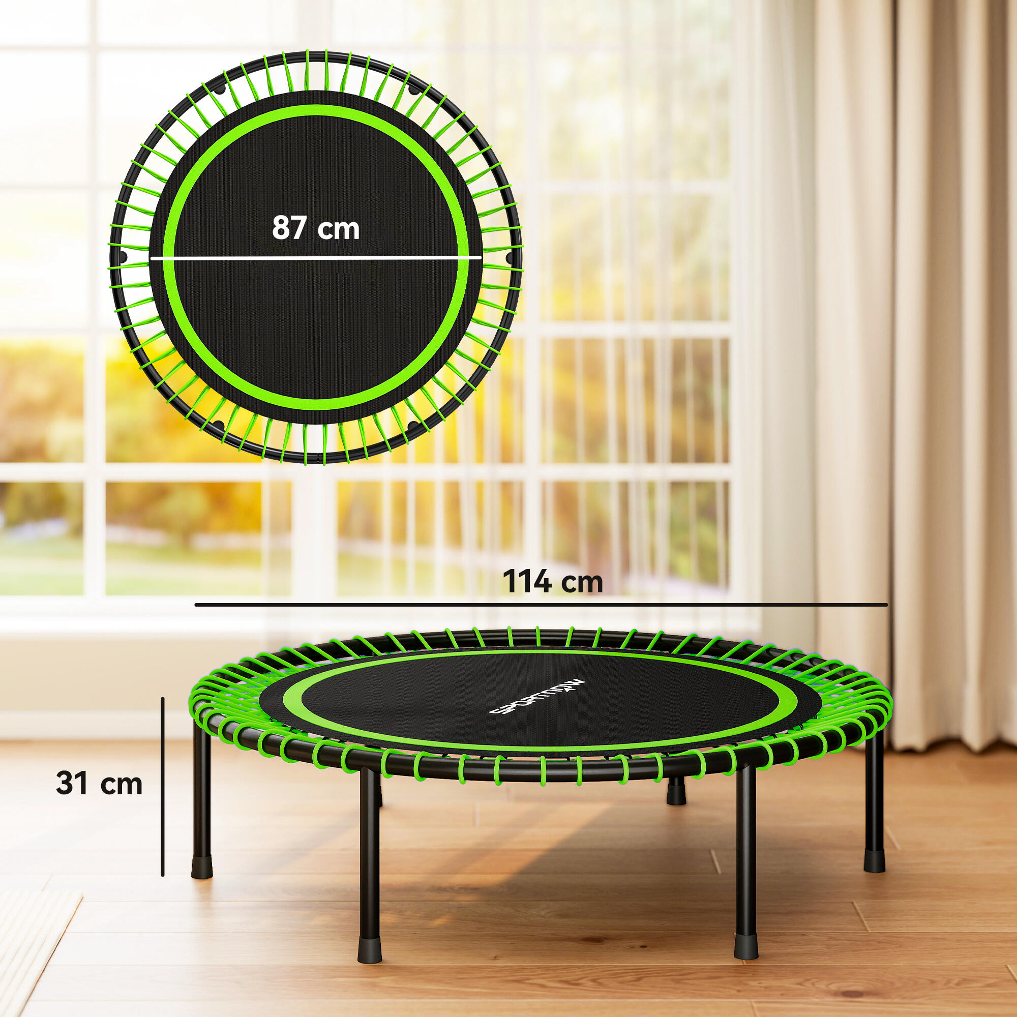 Trampolín de Fitness SPORTNOW 114x114x31 cm Verde 3/5