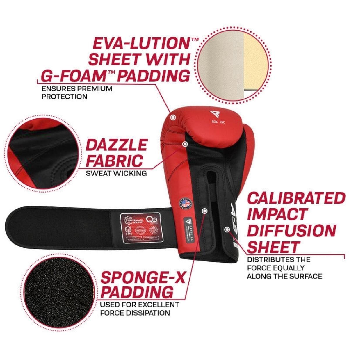 RDX Boxhandschuhe Pro Sparring APEX A5 Rot 16 oz 5/7