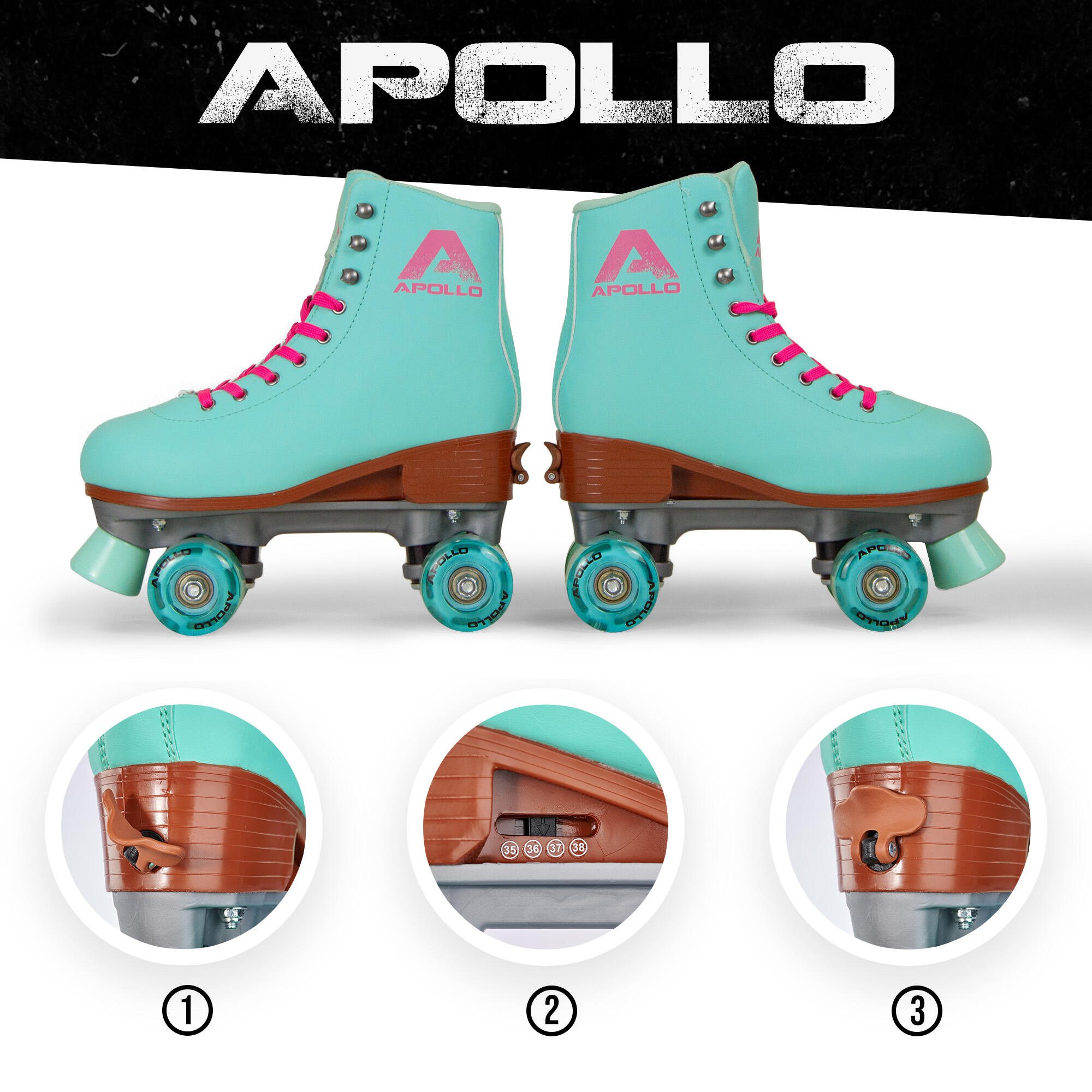Apollo Disco Roller Classic – patins à roulettes réglables enfants & adultes 3/7