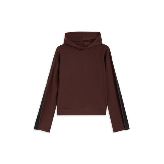 Felpa donna con cappuccio e maniche con banda logata