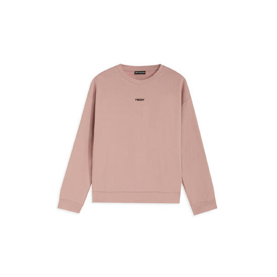 Felpa donna con maxi stampa e spalla scesa