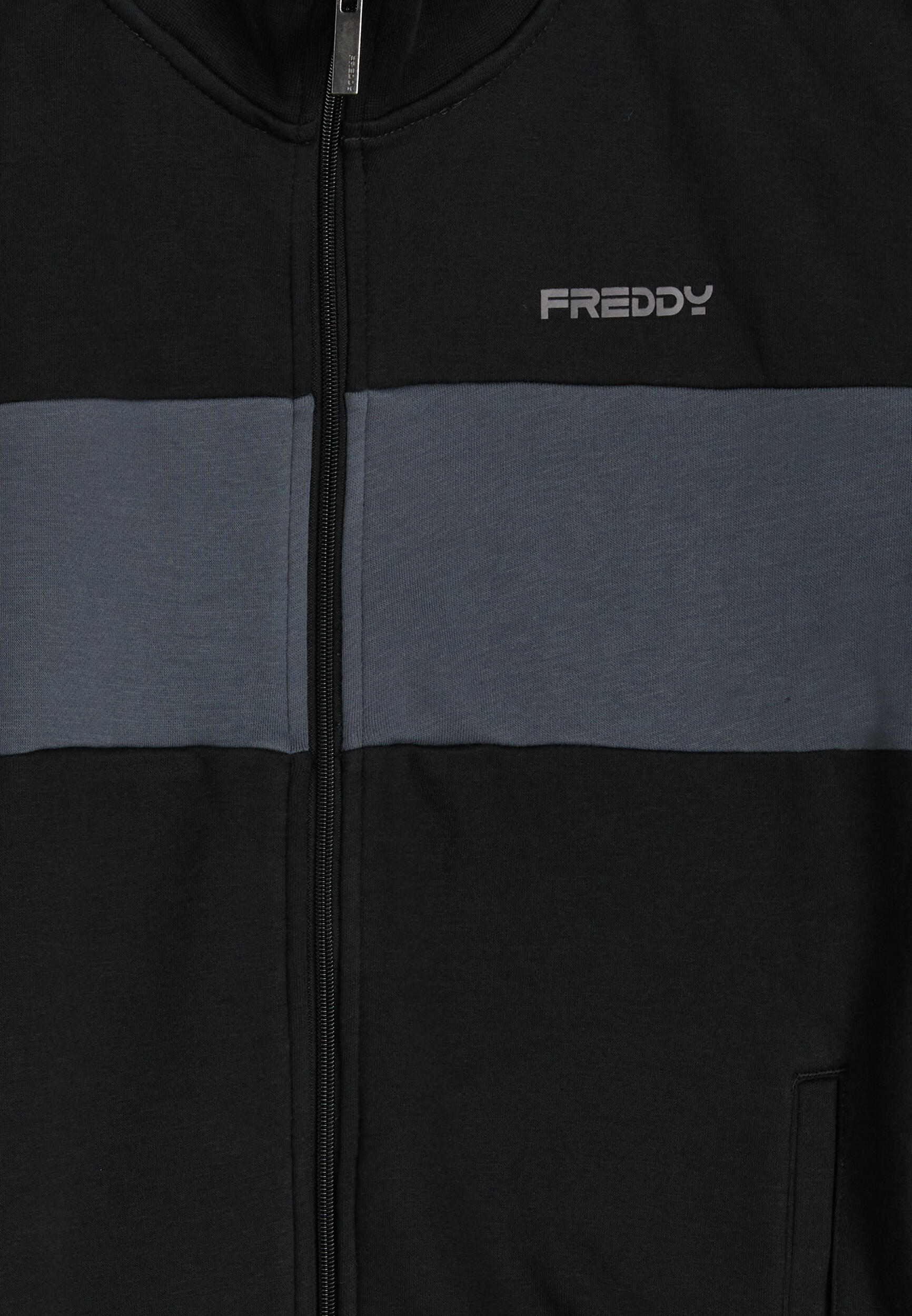 Felpa full zip con fascia a contrasto sul petto 3/3