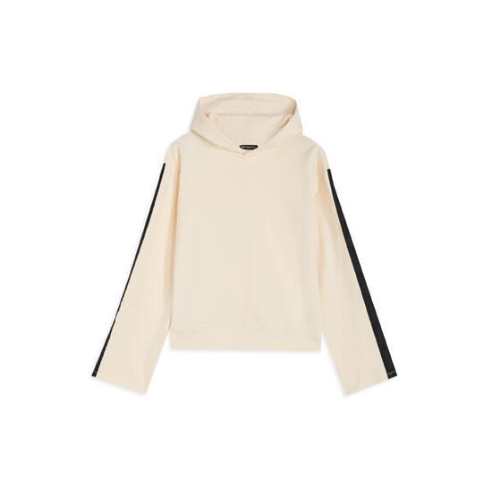 Felpa donna con cappuccio e maniche con banda logata