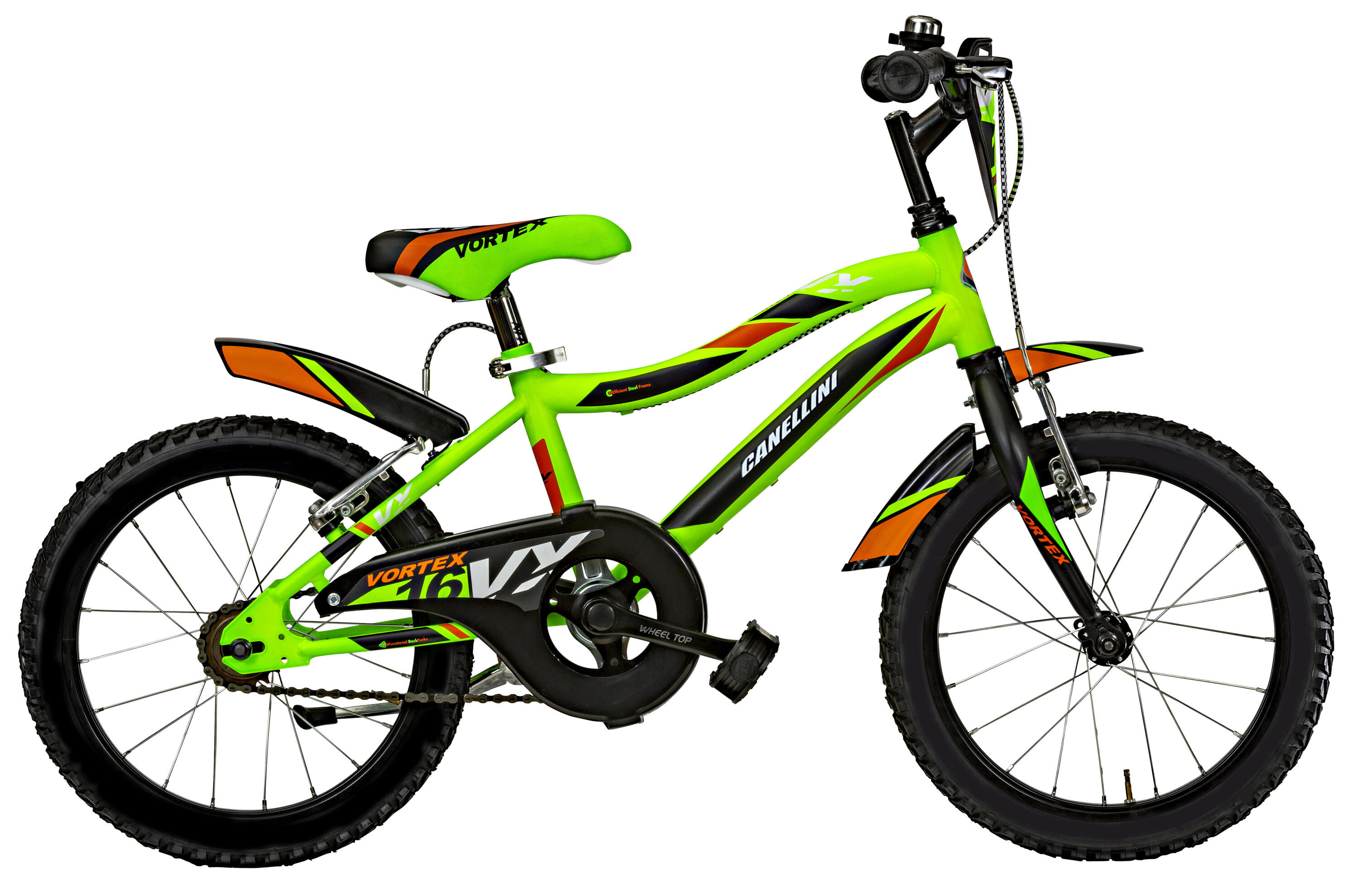 CANELLINI Bici da bambino MTB Canellini VORTEX 16" - Verde/Nero/Arancione